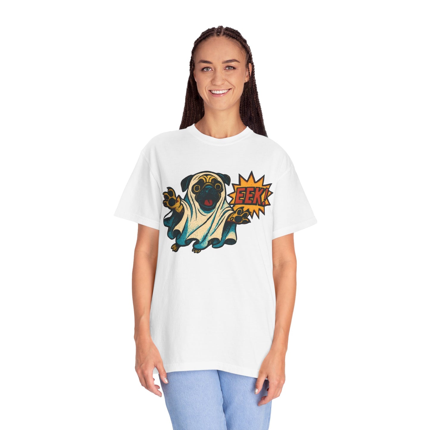 Ghostly Pug T-Shirt, Halloween Tee, Unisex T-Shirt, Funny Dog Shirt, Casual Wear, Gift for Dog Lovers, Spooky Apparel