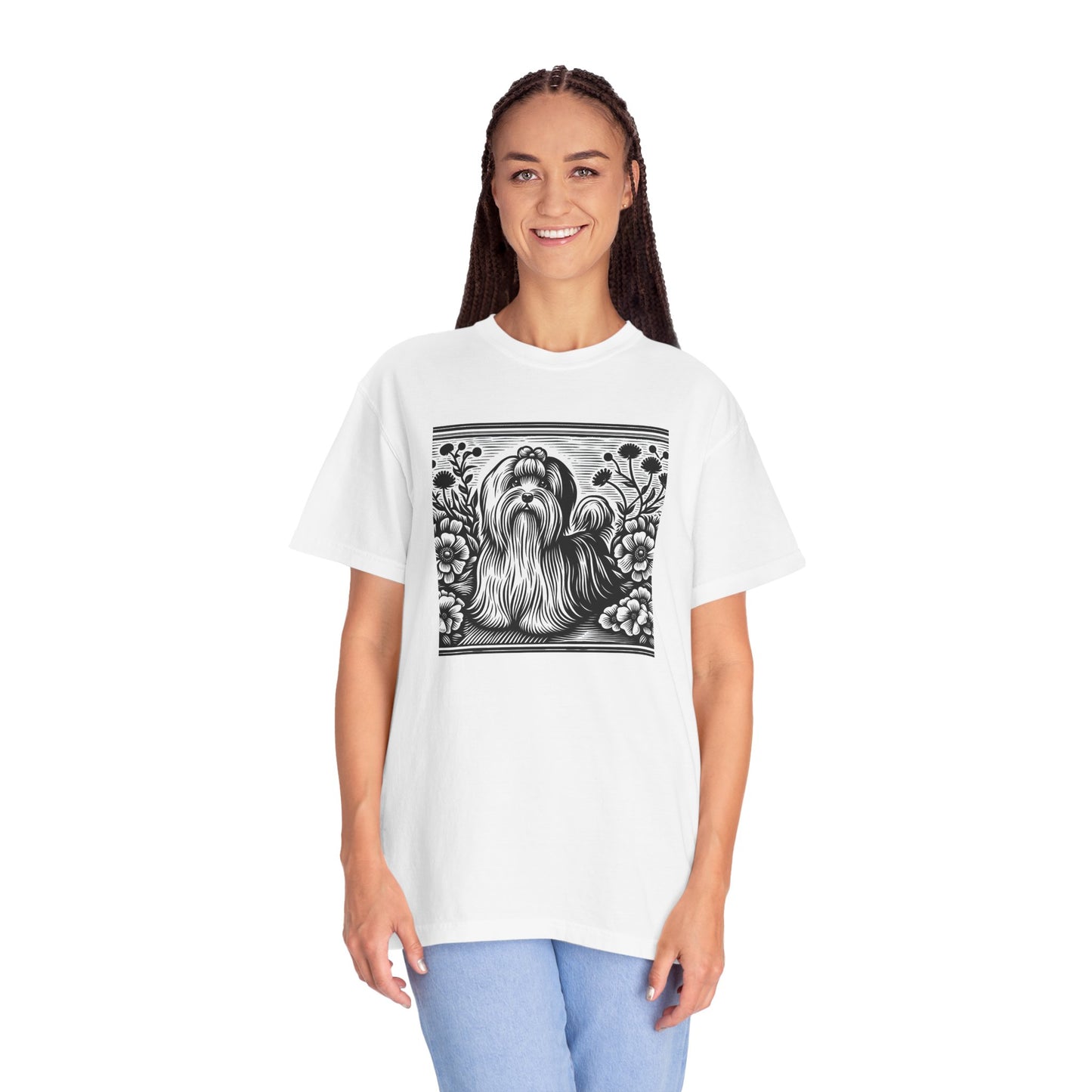 Havanese - Unisex Garment-Dyed T-shirt with Floral Dog Design - Perfect for Pet Lovers