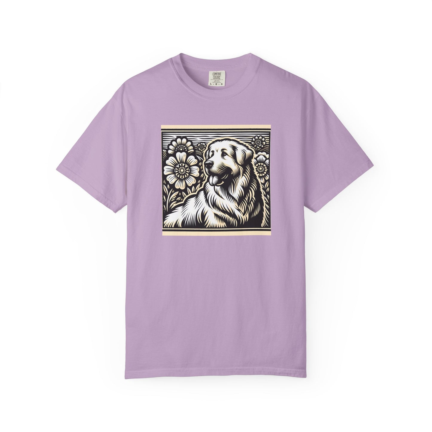 Great Pyrenees - Unisex Dog Lover T-Shirt - Garment-Dyed Vintage Floral Design