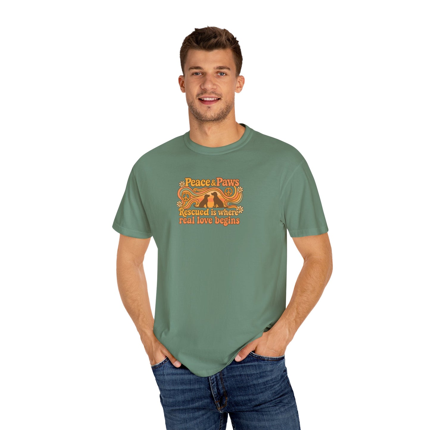 Peace & Paws T-Shirt, Vintage Style Tee