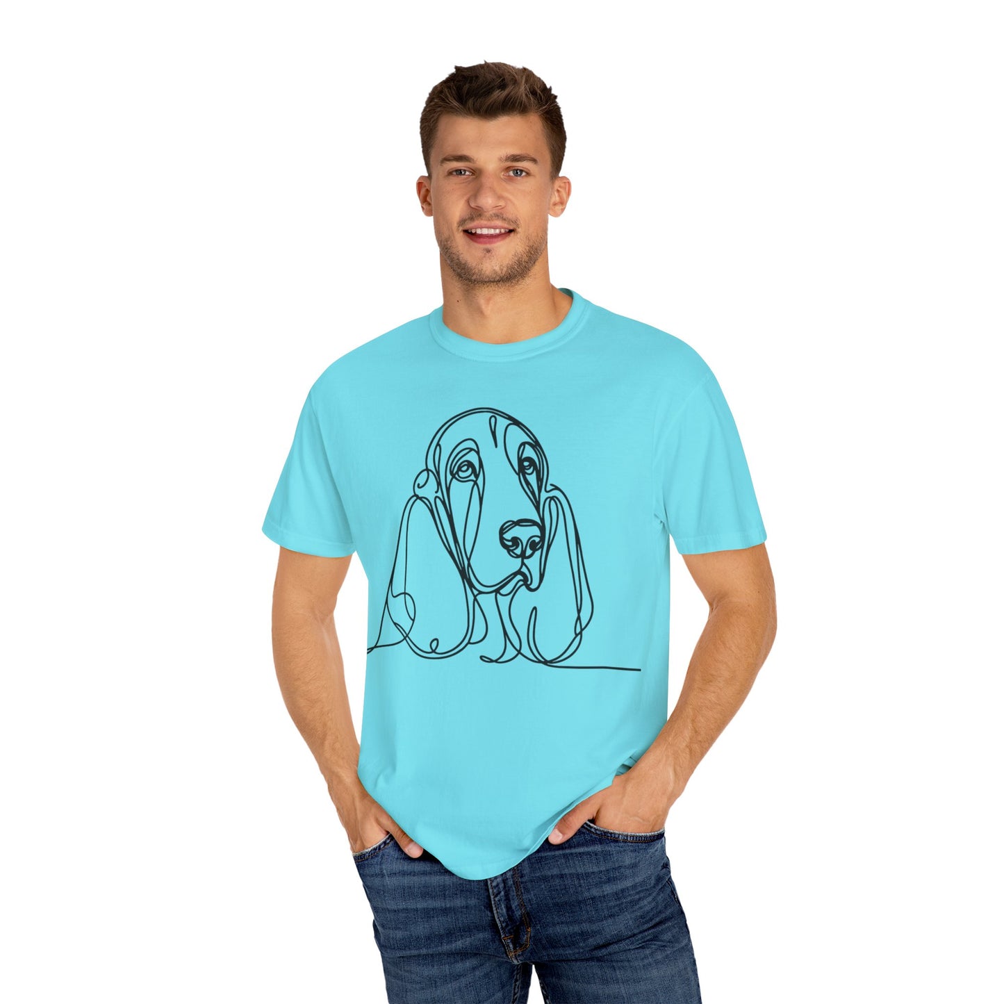Basset Hound Line Art T-Shirt | Unisex Garment-Dyed Tee