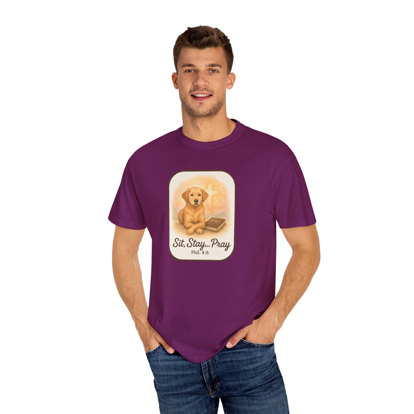 Faith-Inspired Dog Lovers T-Shirt, Unisex Tee, Gift for Pet Owners, Friendship Apparel, Casual Church Wear, Stay Pray Dog Design