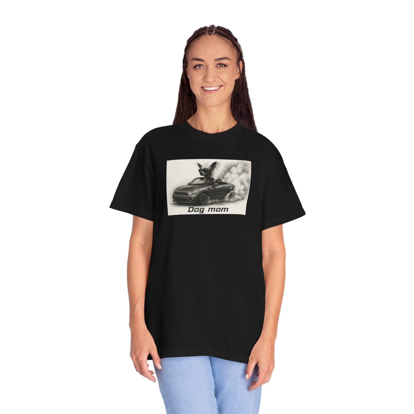 Dog Mom - Chinese Crested- “Cool Dogs in Cool Cars” T-Shirt Collection
