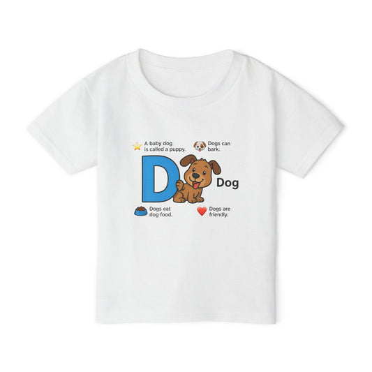 Cute Dog Alphabet Toddler T-shirt, Animal Lover Gift, Educational Tee, Dog Lover Apparel, Toddler Gift, Kids' Dog T-shirt