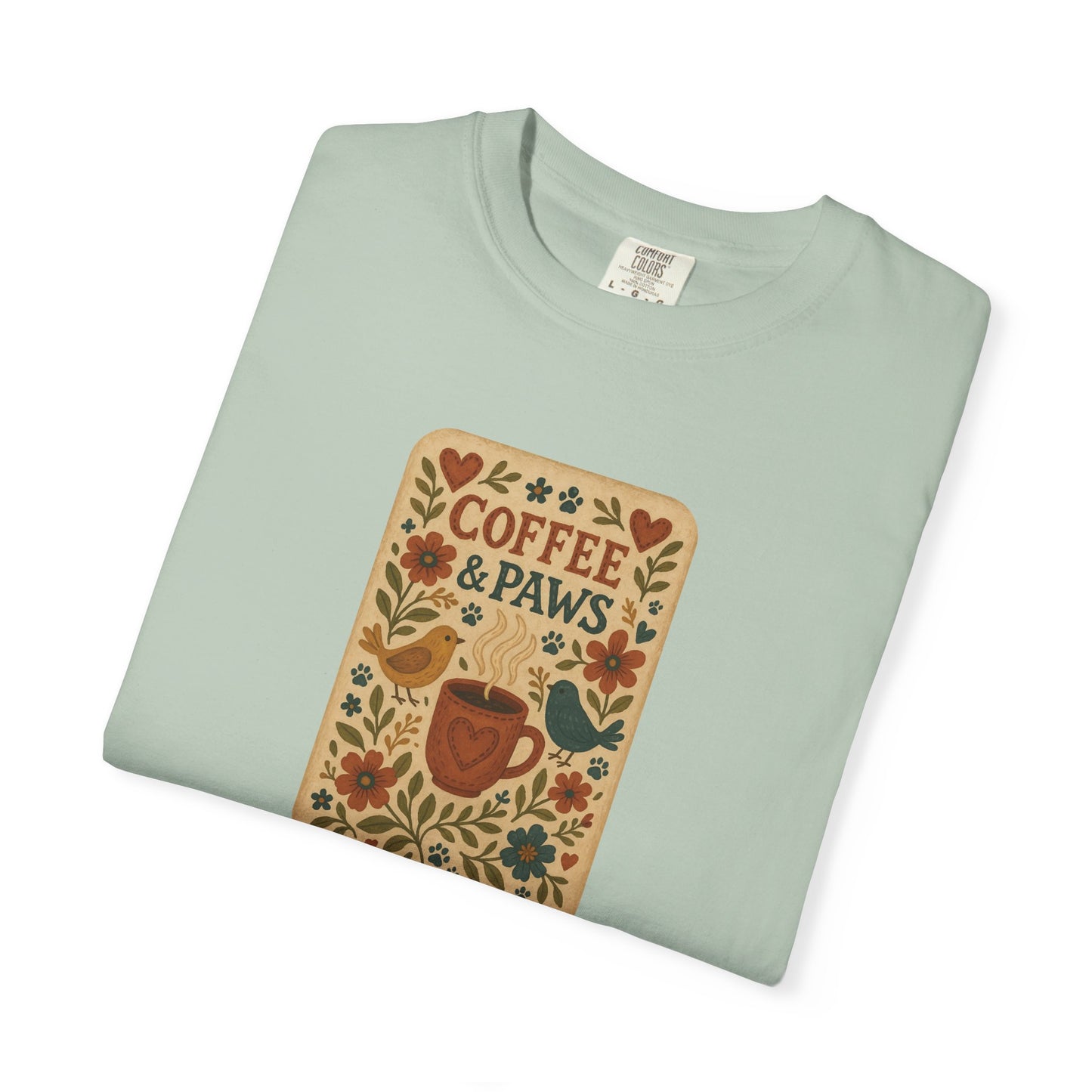Coffee and Paws Unisex T-Shirt | Cute Pet Lover Tee, Gift for Dog Owners, Casual Wear, Animal Lover Apparel, Perfect for Coffee Lovers