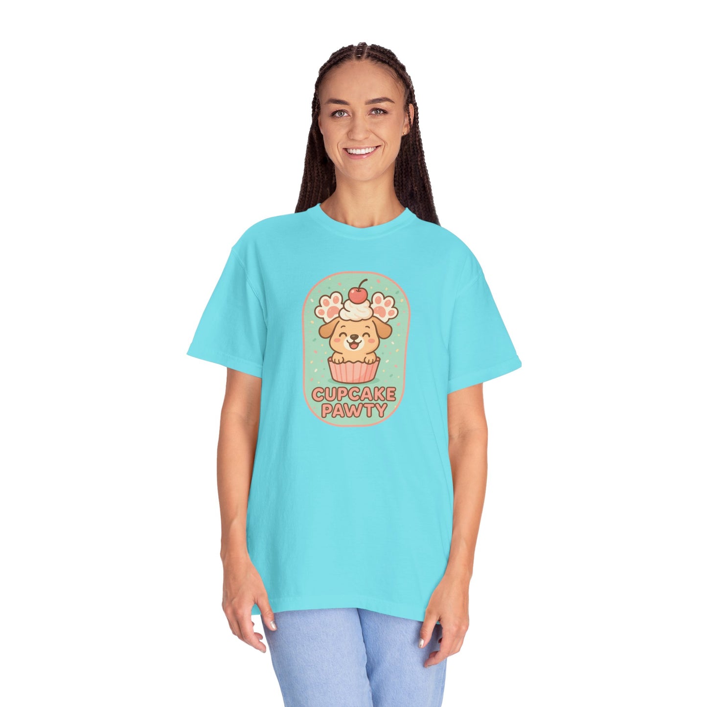 Cute Dog Cupcake Pawty Unisex T-shirt, Perfect for Animal Lovers, Pet Birthdays, Gifts, Casual Wear, Fun Gatherings, Dog Celebrations