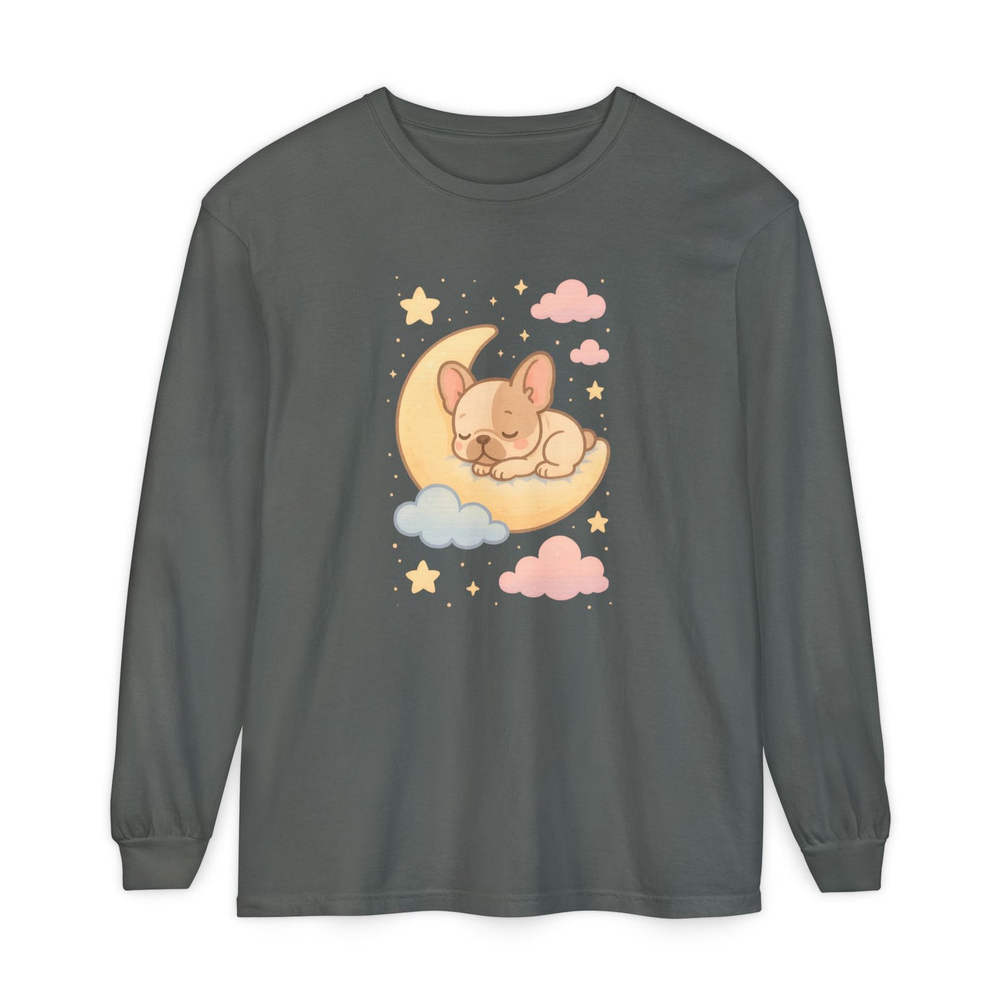 Cozy Dog-Themed Long Sleeve T-Shirt for Pet Lovers, Cute Sleepy Dog Shirt, Gift for Dog Moms, Relaxed Style Shirt, Perfect for Fall
