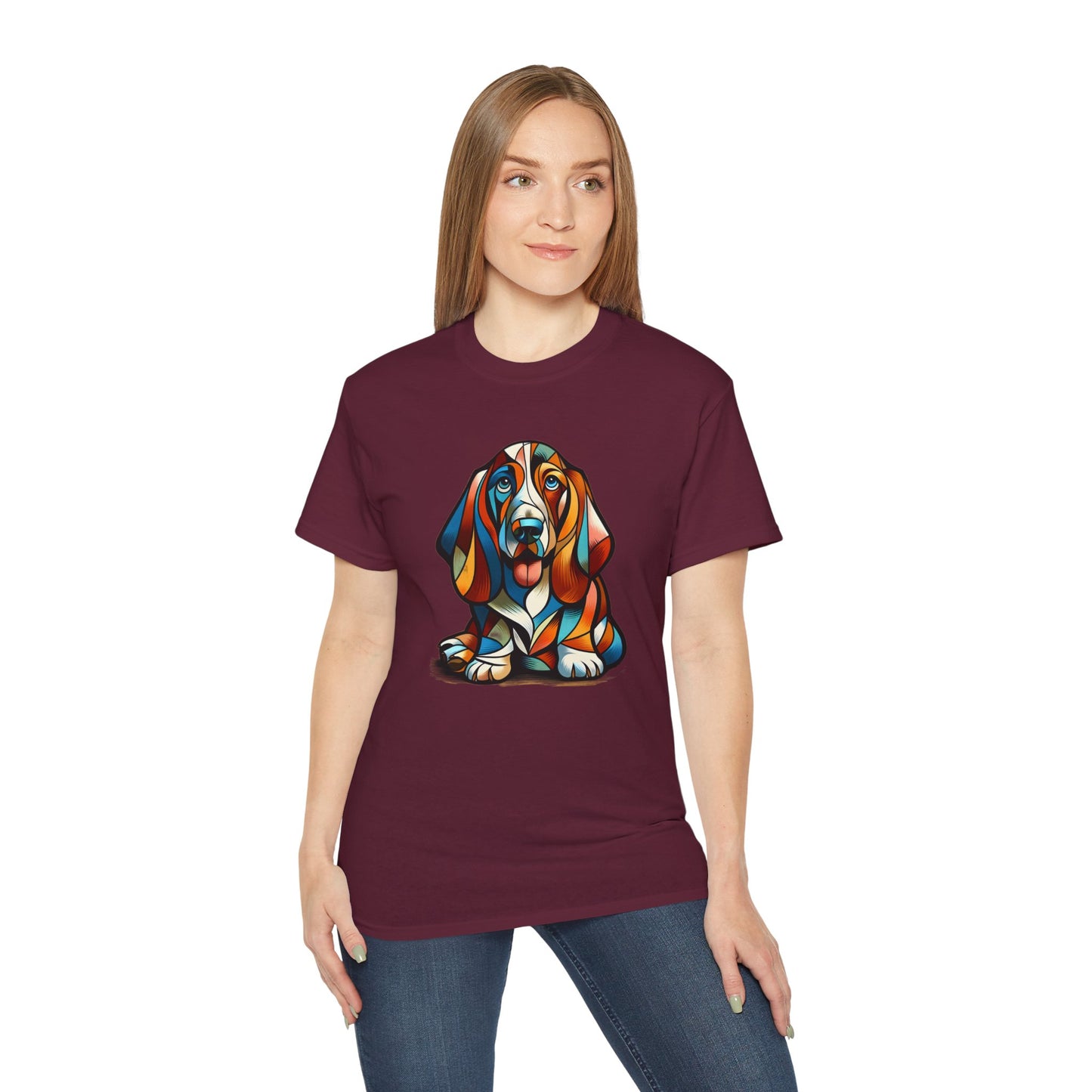 “Petcasso Pup – The Bold Basset Hound Tee”