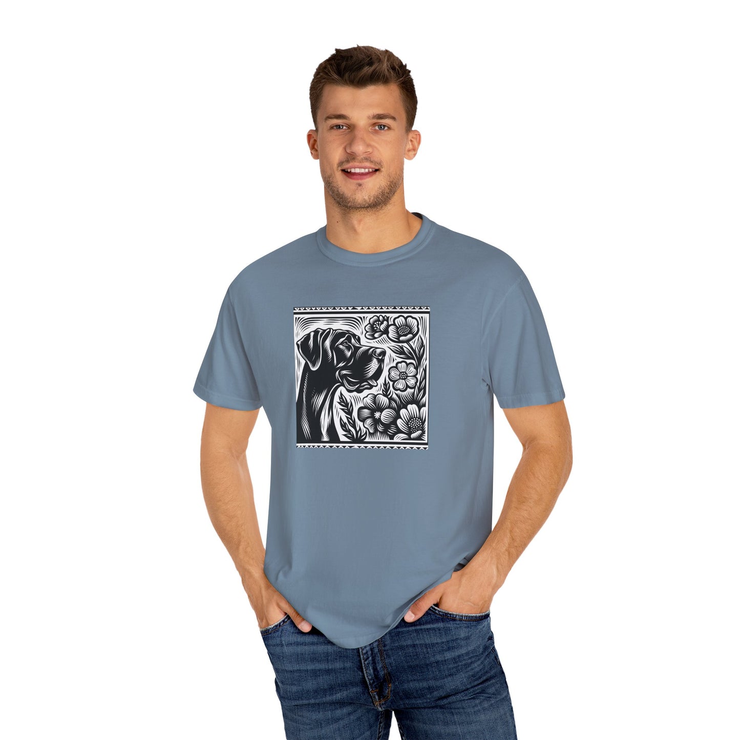 Great Dane Dog Lover's Floral Print T-Shirt | Unisex Garment-Dyed Tee