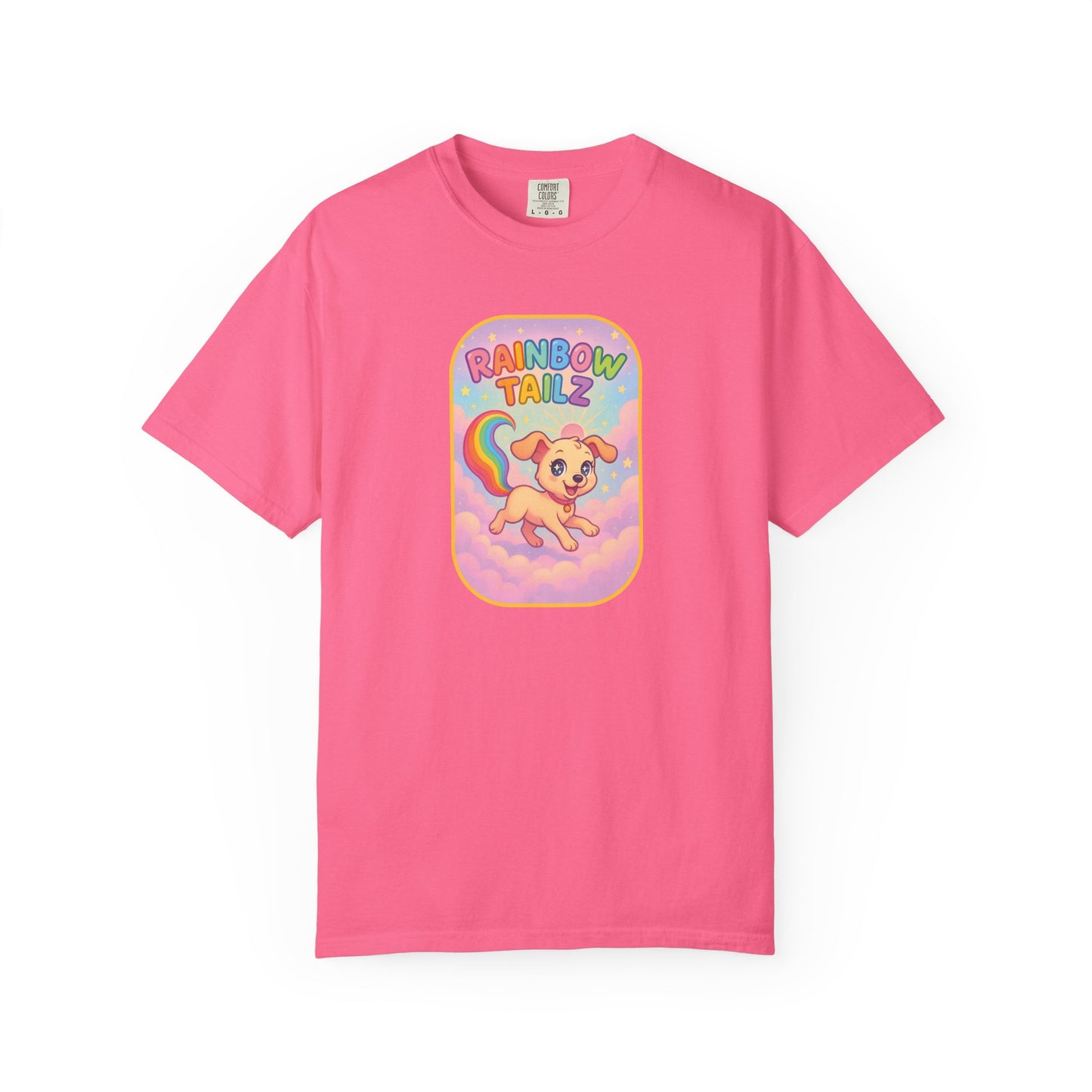 Cute Pet T-Shirt, Rainbow Tail Tee, Graphic Tee for Dog Lovers, Birthday Gift, Cozy Casual Wear, Mother's Day Gift
