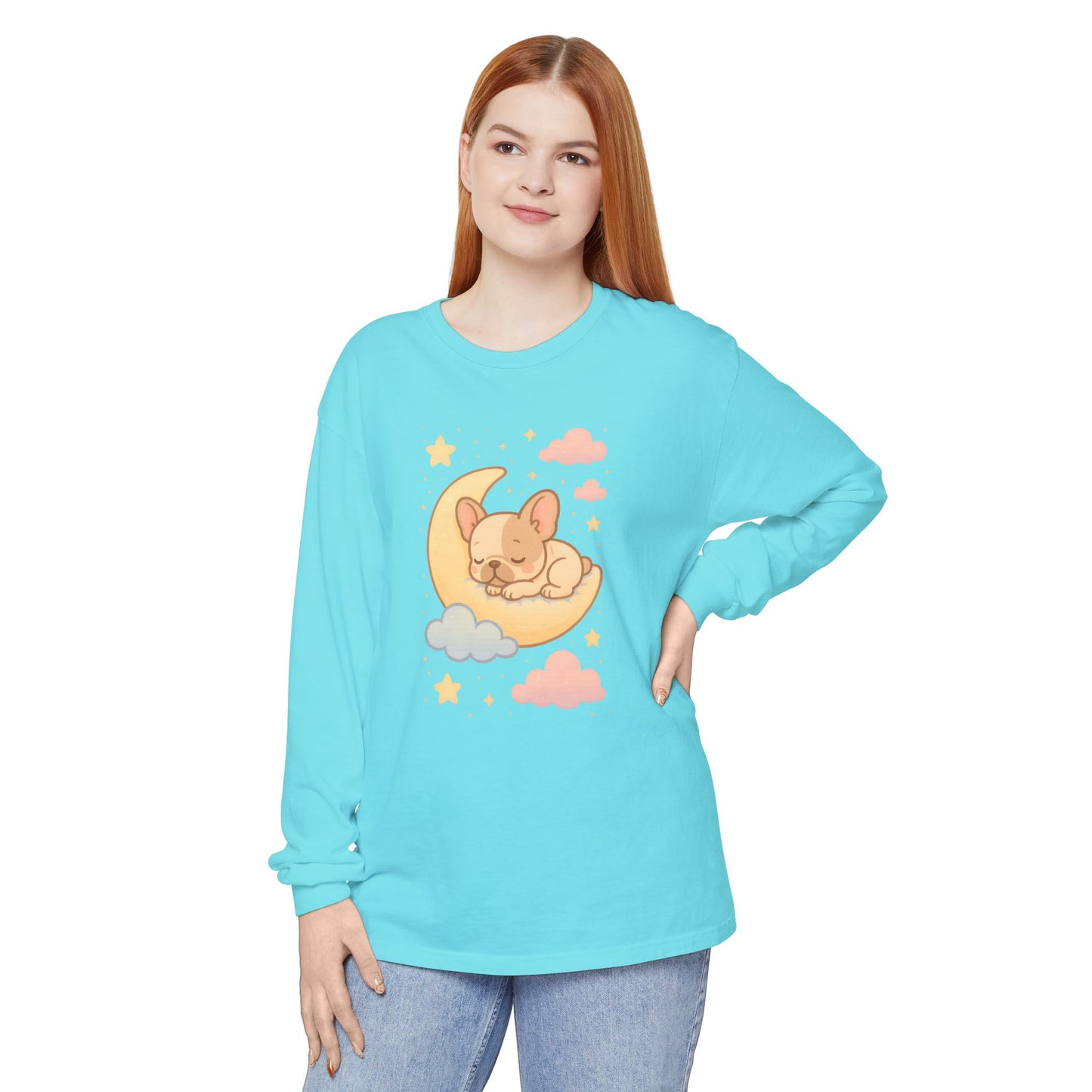Cozy Dog-Themed Long Sleeve T-Shirt for Pet Lovers, Cute Sleepy Dog Shirt, Gift for Dog Moms, Relaxed Style Shirt, Perfect for Fall