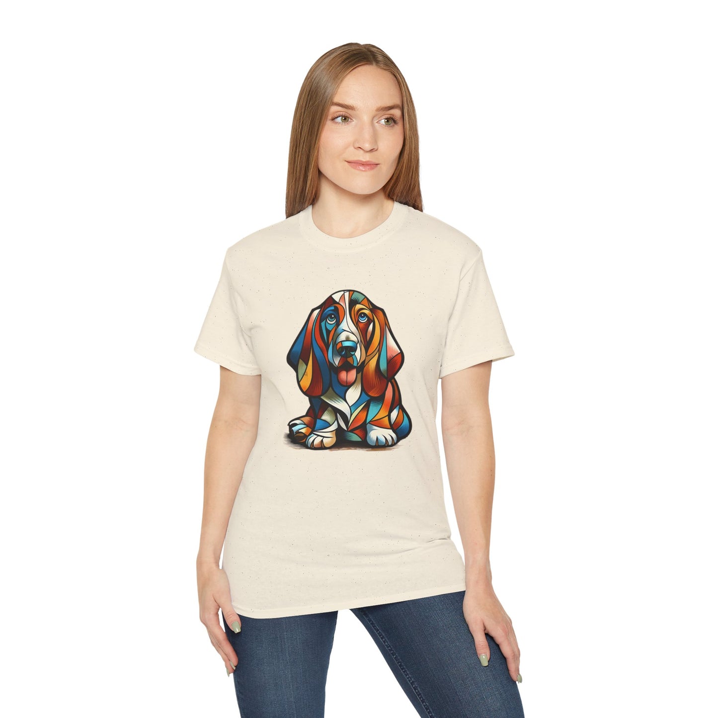 “Petcasso Pup – The Bold Basset Hound Tee”