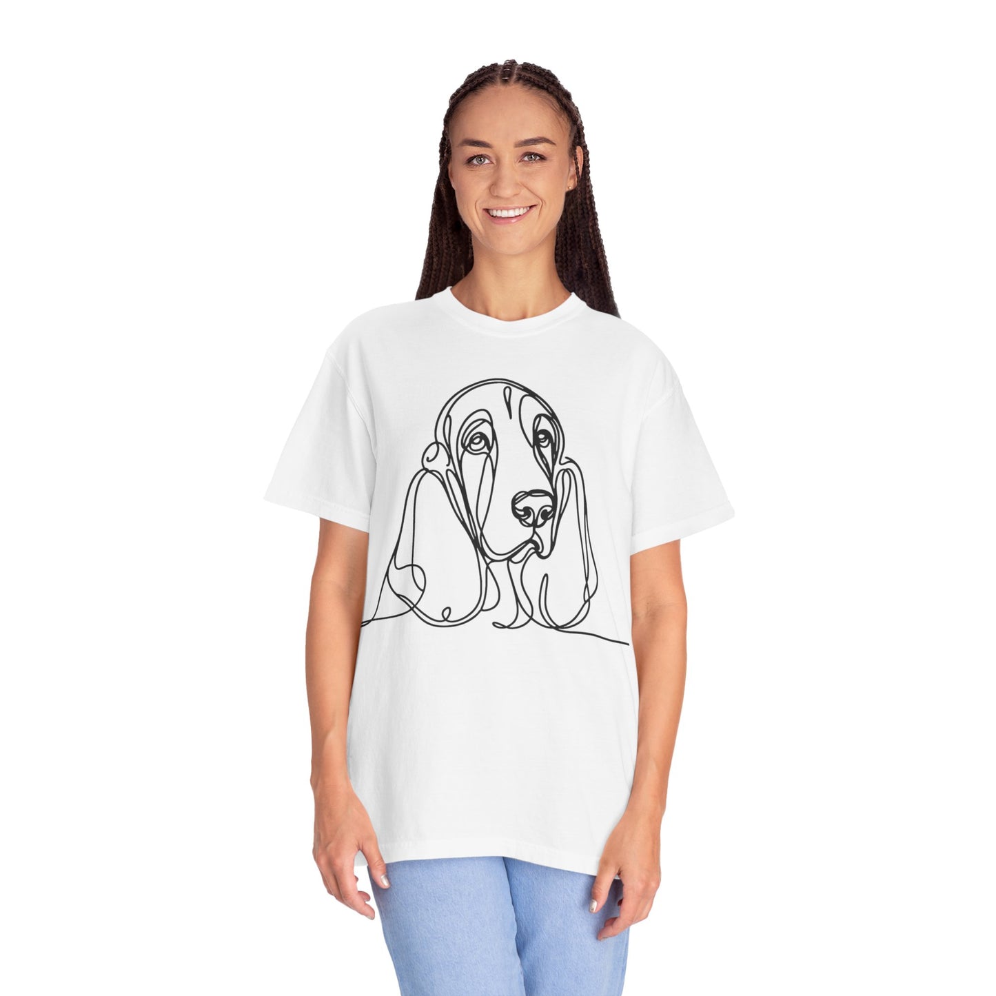 Basset Hound Line Art T-Shirt | Unisex Garment-Dyed Tee