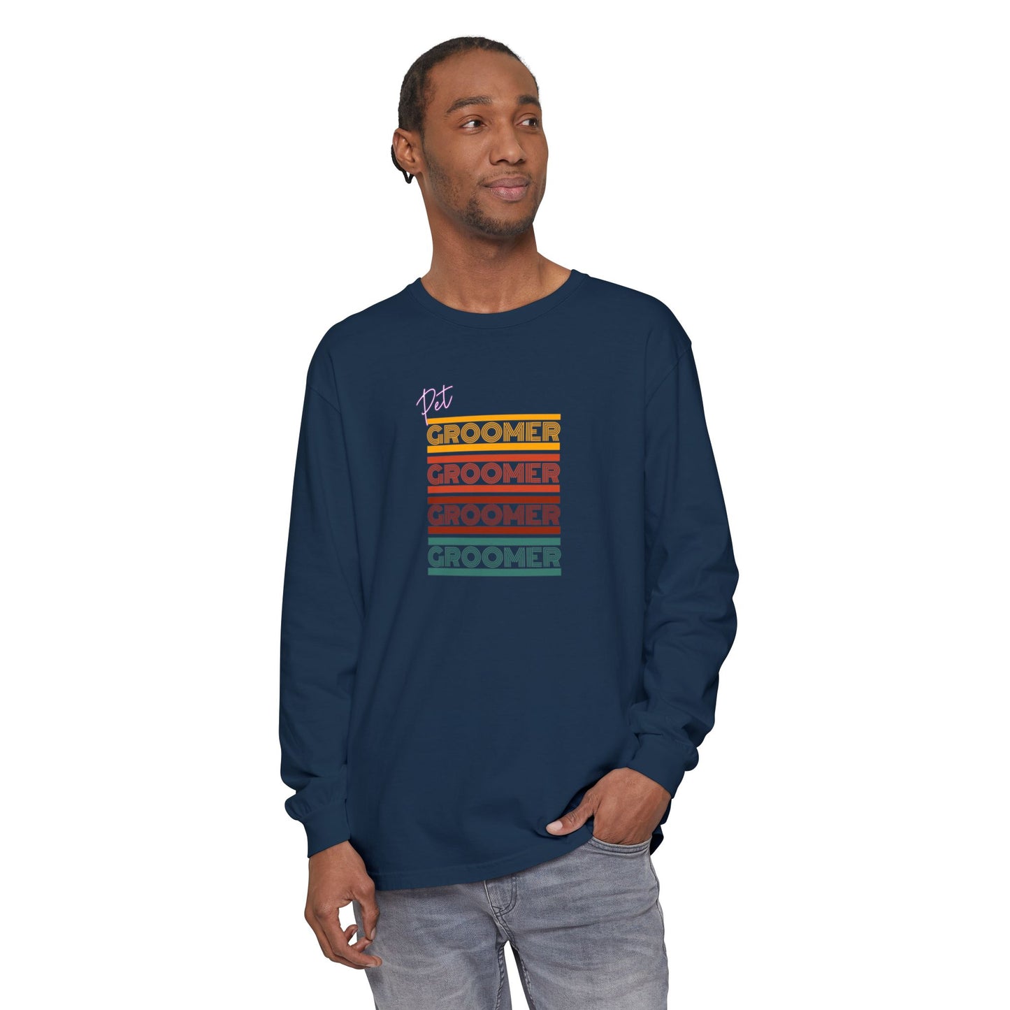 Unisex Long Sleeve T-Shirt - Retro Groomer Graphic Tee