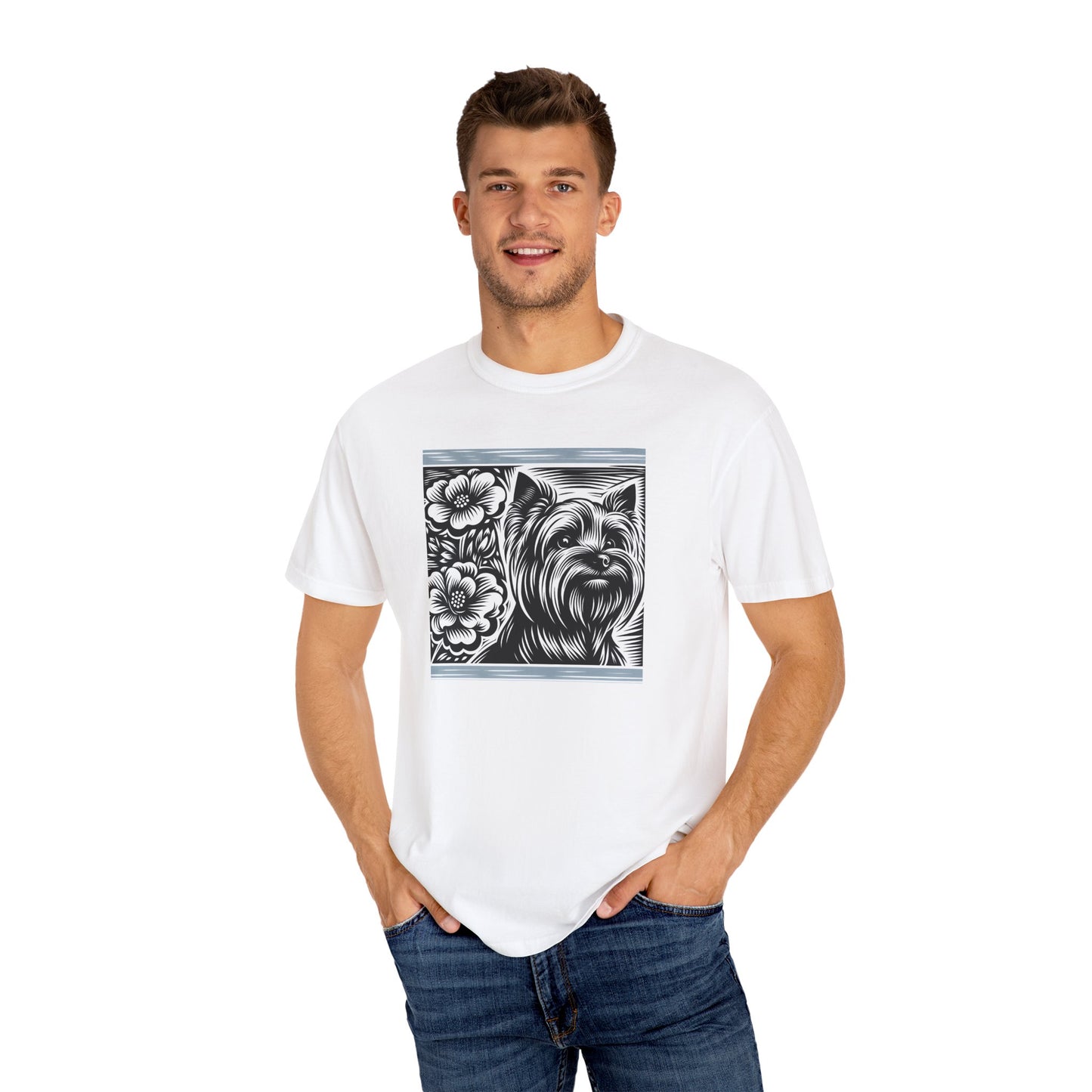Cute Yorkie Floral T-Shirt for Dog Lovers