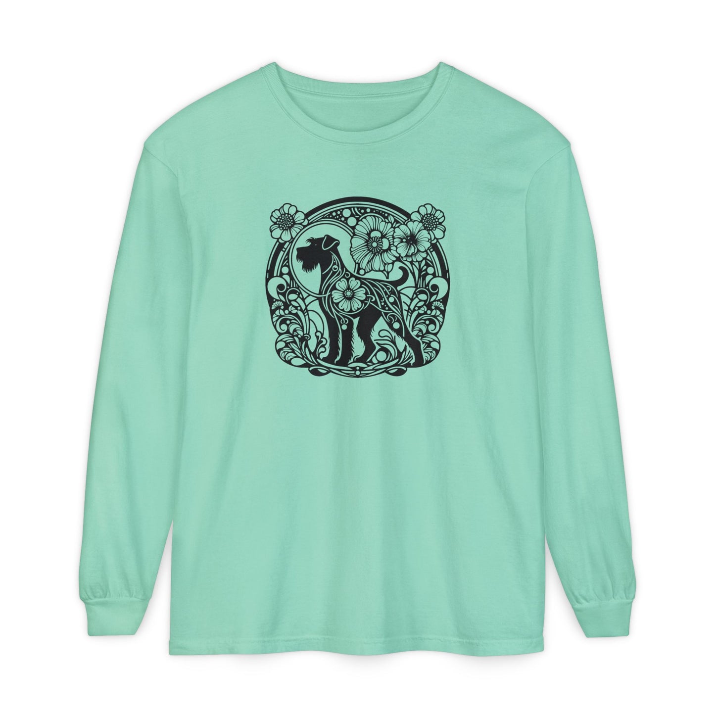 Floral Dog Long Sleeve T-Shirt - Unisex Tee for Animal Lovers