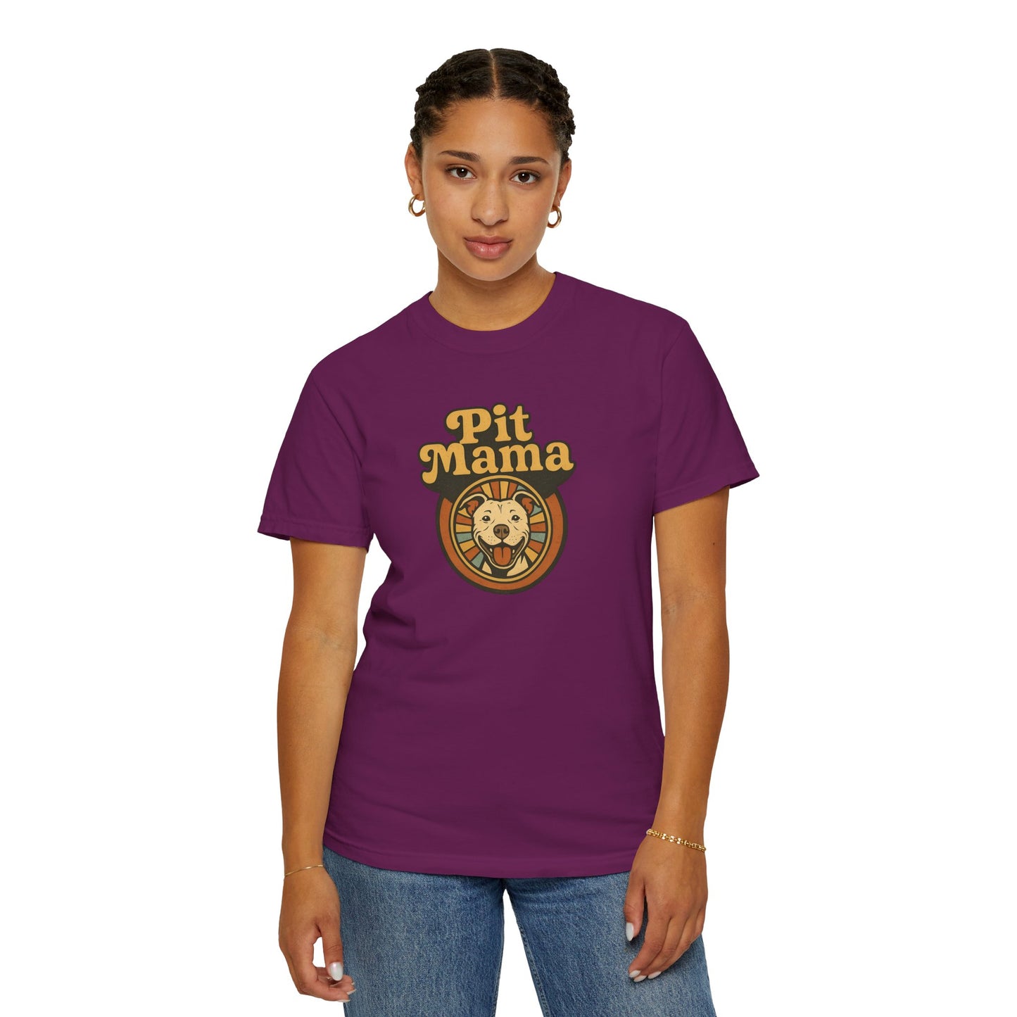 Pit Mama Unisex Garment-Dyed T-shirt | Perfect for Dog Lovers, Animal Advocates, Casual Wear, Mother's Day Gift, Pet Enthusiasts