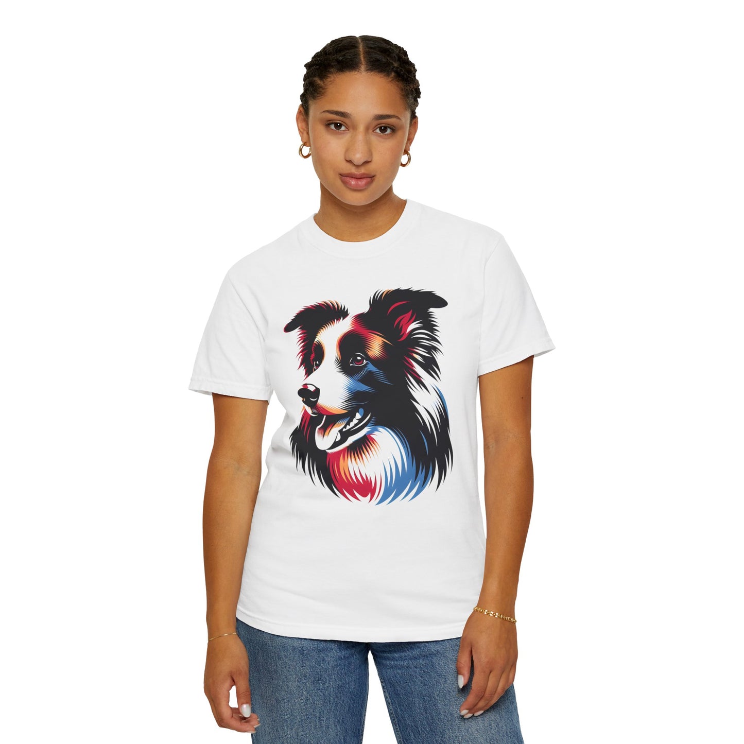⚡ Brain & Beauty – Colorful Border Collie Tee