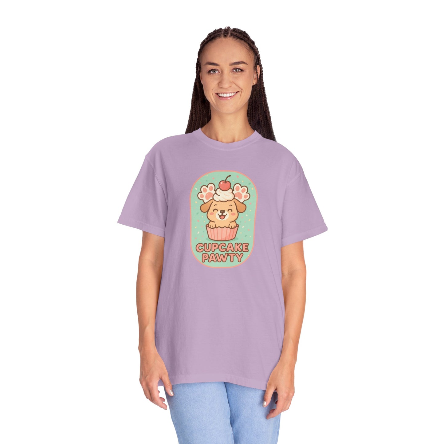 Cute Dog Cupcake Pawty Unisex T-shirt, Perfect for Animal Lovers, Pet Birthdays, Gifts, Casual Wear, Fun Gatherings, Dog Celebrations