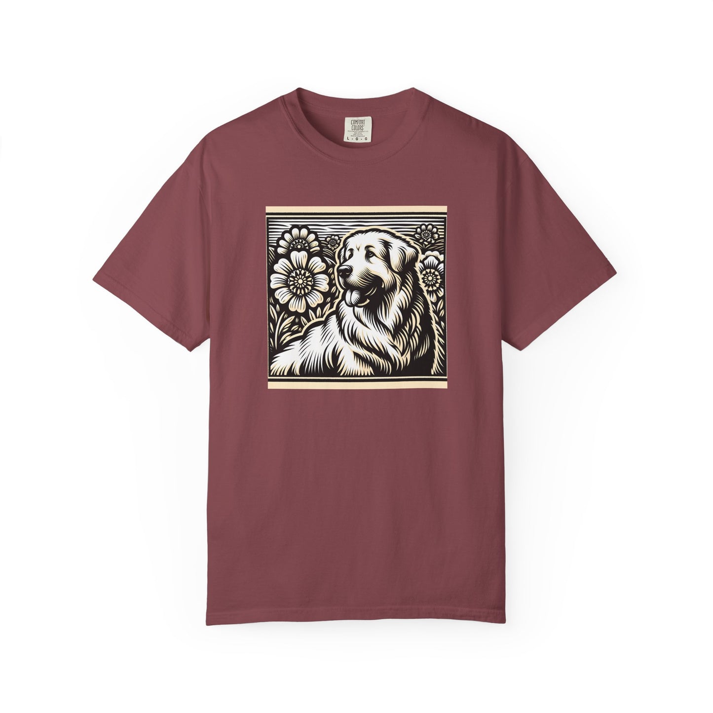 Great Pyrenees - Unisex Dog Lover T-Shirt - Garment-Dyed Vintage Floral Design