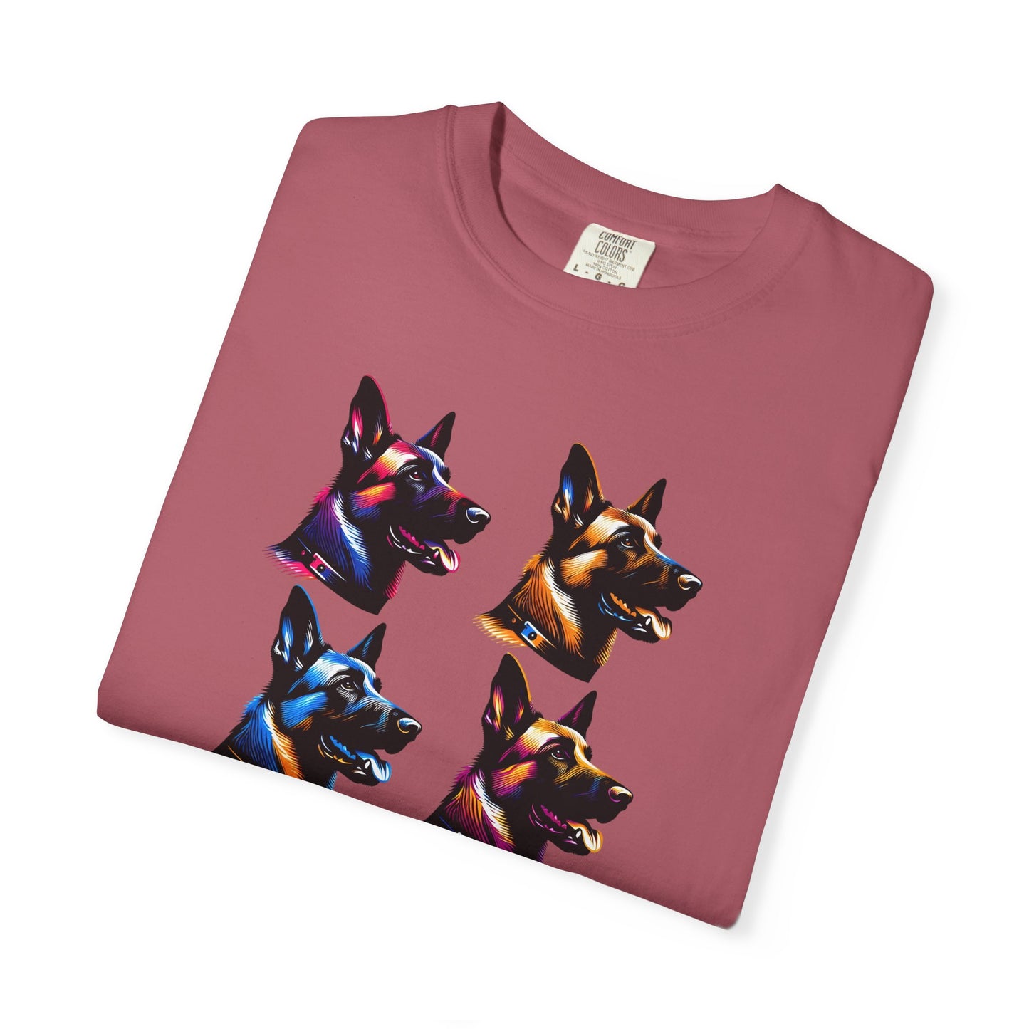 Colorful Belgium Malinois Portrait Unisex Garment-Dyed T-Shirt
