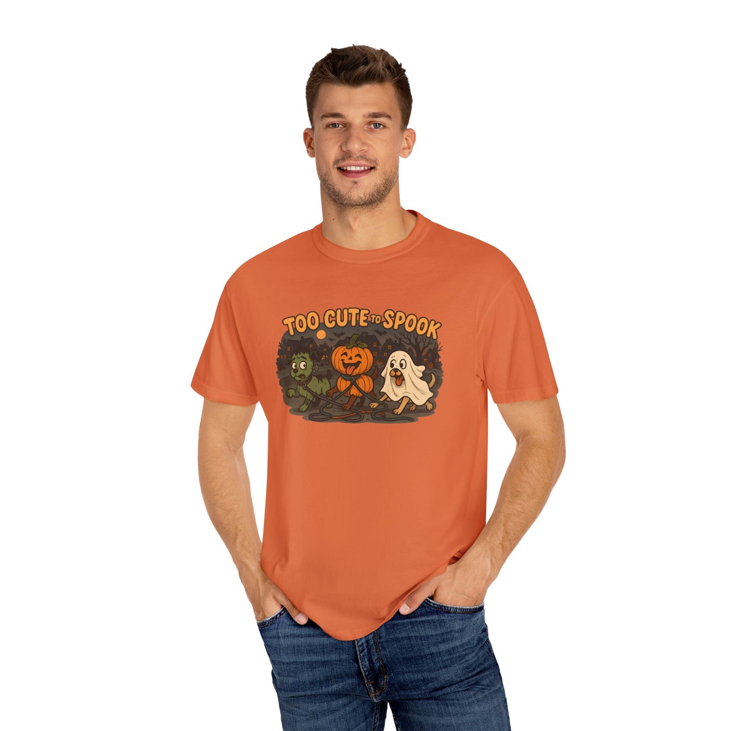Halloween-Themed Unisex Garment-Dyed T-Shirt, Cute Spooky Tee for Fall, Perfect for Halloween Parties and Casual Wear