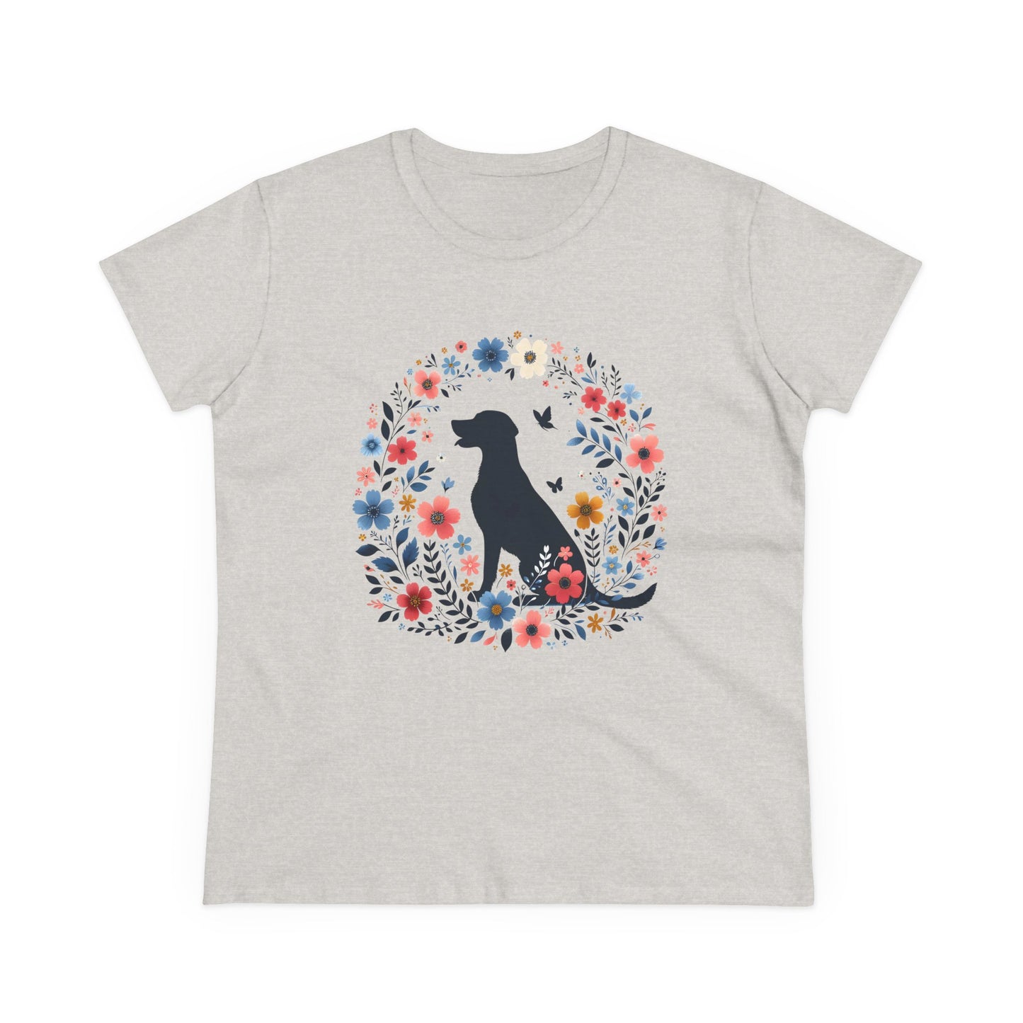 Floral Dog Lover Tee, Cute Pet Shirt, Women’s Casual Cotton Tee, Gift for Dog Moms, Summer Style T-Shirt, Animal Lover Apparel