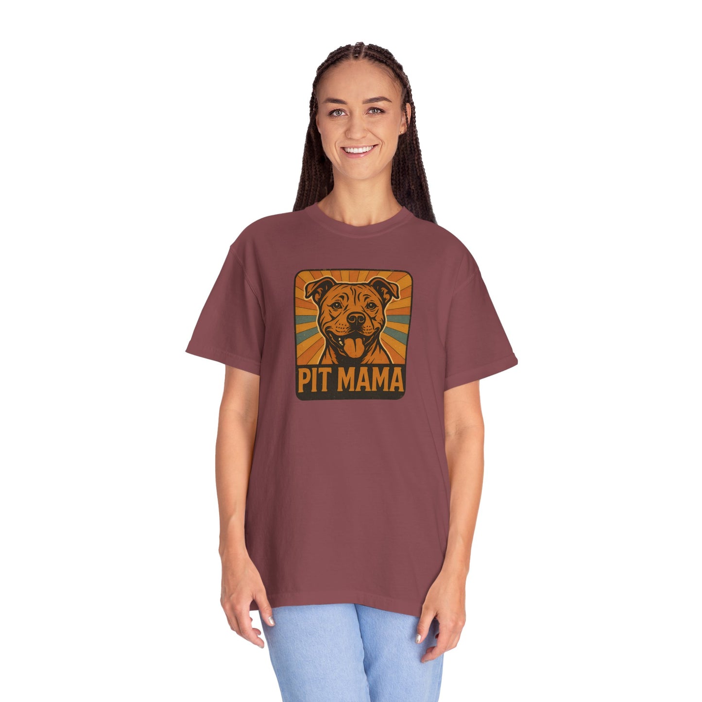 Pit Mama Unisex Garment-Dyed T-Shirt, Dog Lover Gift, Animal Rescue Tee, Pitbull Mom Shirt, Casual Wear, Pet Mom Apparel