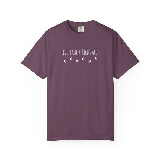 Whimsical Unisex T-shirt - Live, Laugh, Lick Faces - Funny Tee, Gift for Dog Lovers, Casual Wear, Birthday Shirt, Pet Parent Apparel