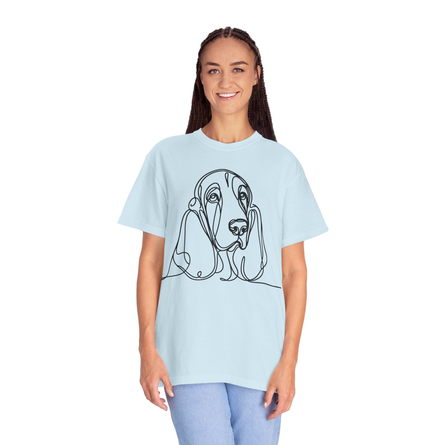 Basset Hound Line Art T-Shirt | Unisex Garment-Dyed Tee
