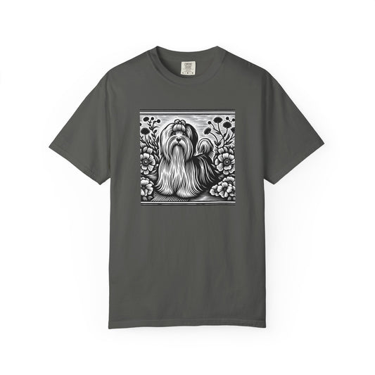 Havanese - Unisex Garment-Dyed T-shirt with Floral Dog Design - Perfect for Pet Lovers