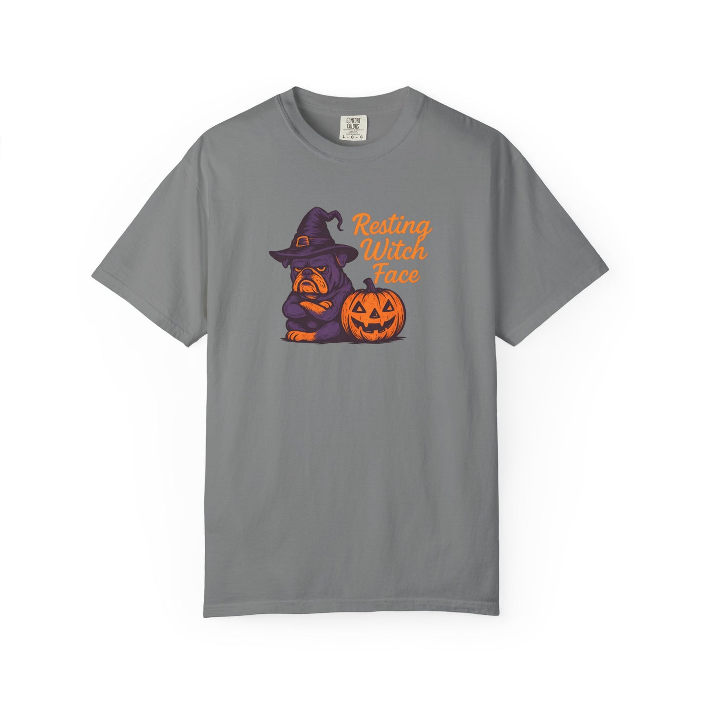 Halloween Bulldog Witch T-Shirt, Funny Resting Witch Face Tee