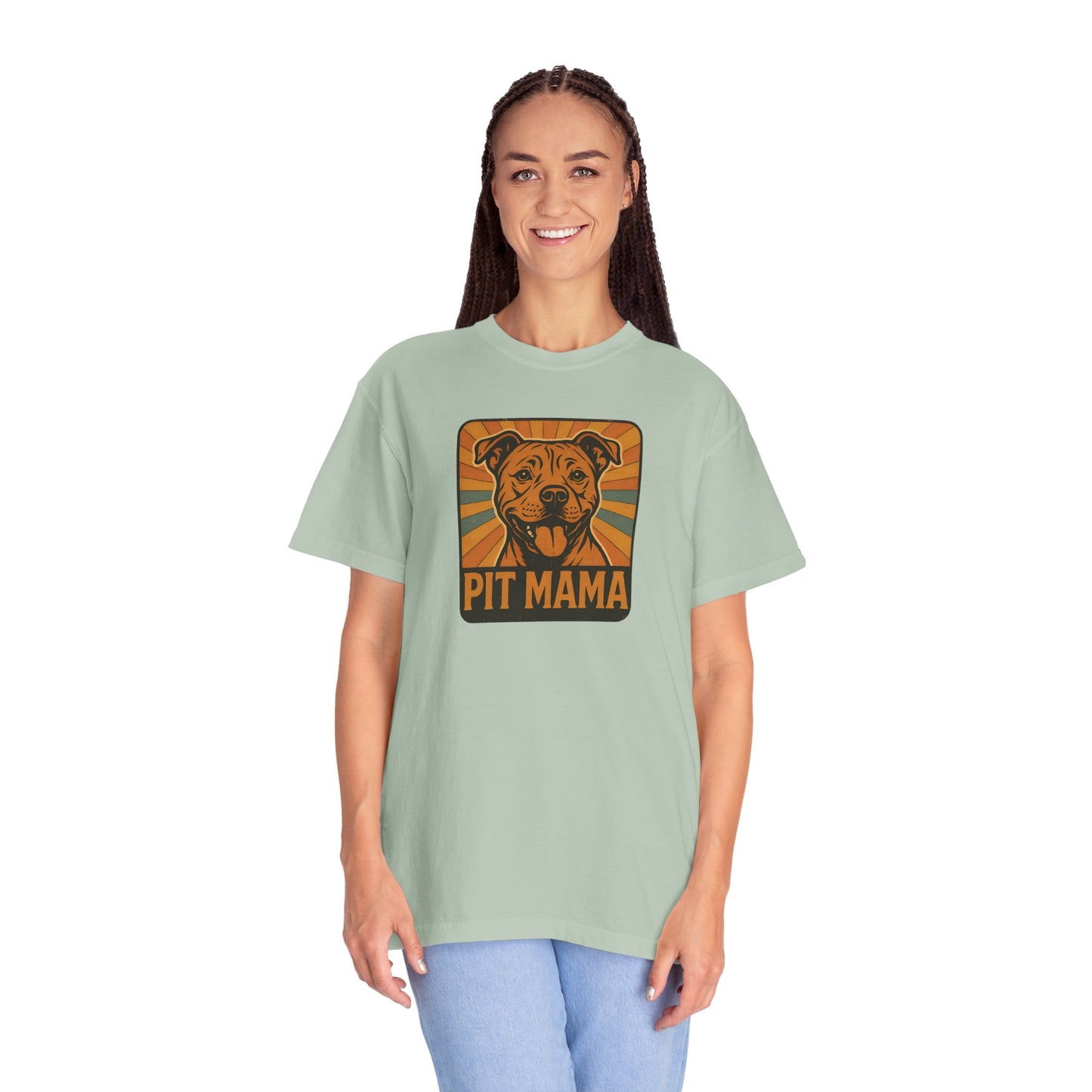 Pit Mama Unisex Garment-Dyed T-Shirt, Dog Lover Gift, Animal Rescue Tee, Pitbull Mom Shirt, Casual Wear, Pet Mom Apparel