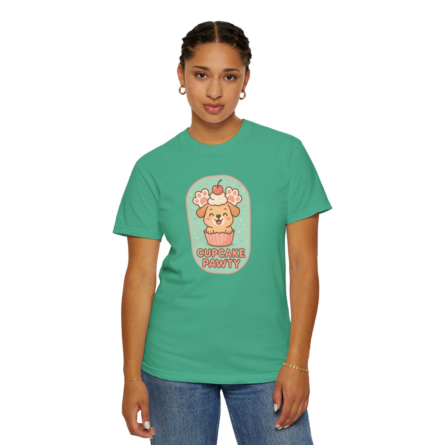 Cute Dog Cupcake Pawty Unisex T-shirt, Perfect for Animal Lovers, Pet Birthdays, Gifts, Casual Wear, Fun Gatherings, Dog Celebrations