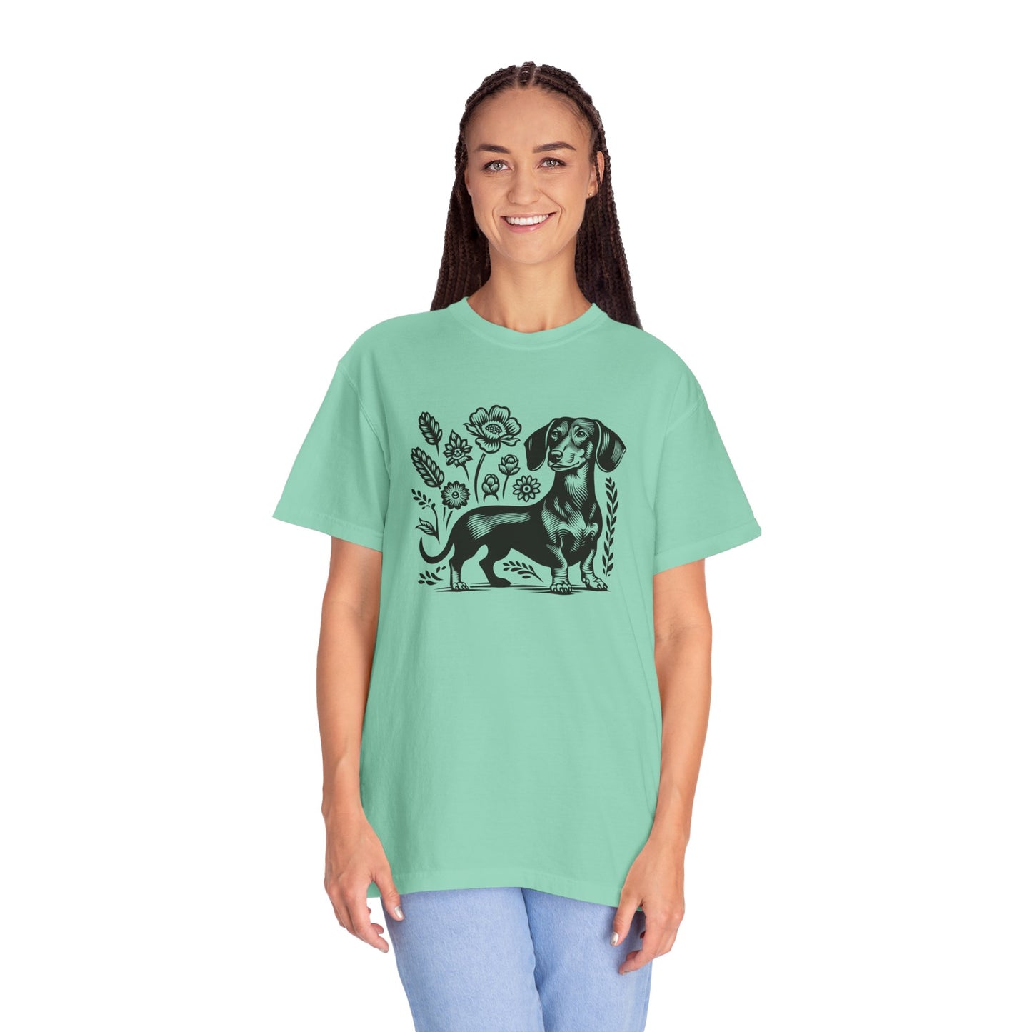 Floral Dachshund Unisex T-Shirt - Comfy Pet Lover Gift