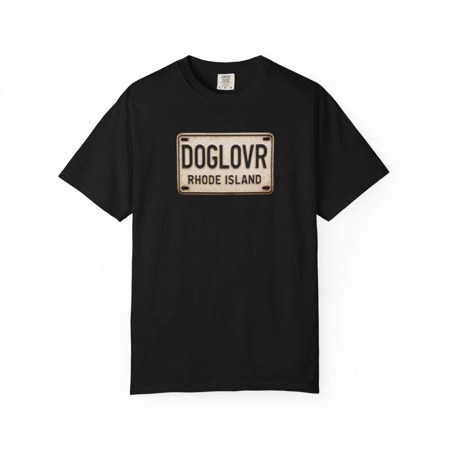 Vintage Rhode Island DOGLOVR State License Plate T-Shirt