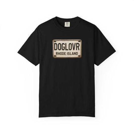 Vintage Rhode Island DOGLOVR State License Plate T-Shirt