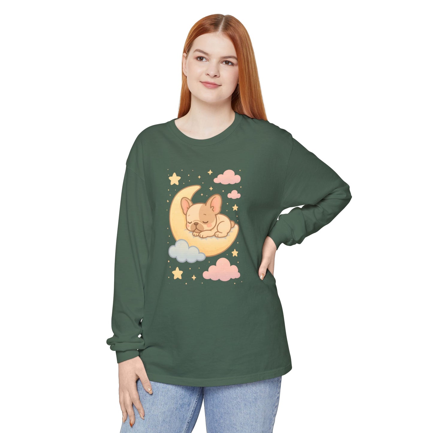 Cozy Dog-Themed Long Sleeve T-Shirt for Pet Lovers, Cute Sleepy Dog Shirt, Gift for Dog Moms, Relaxed Style Shirt, Perfect for Fall