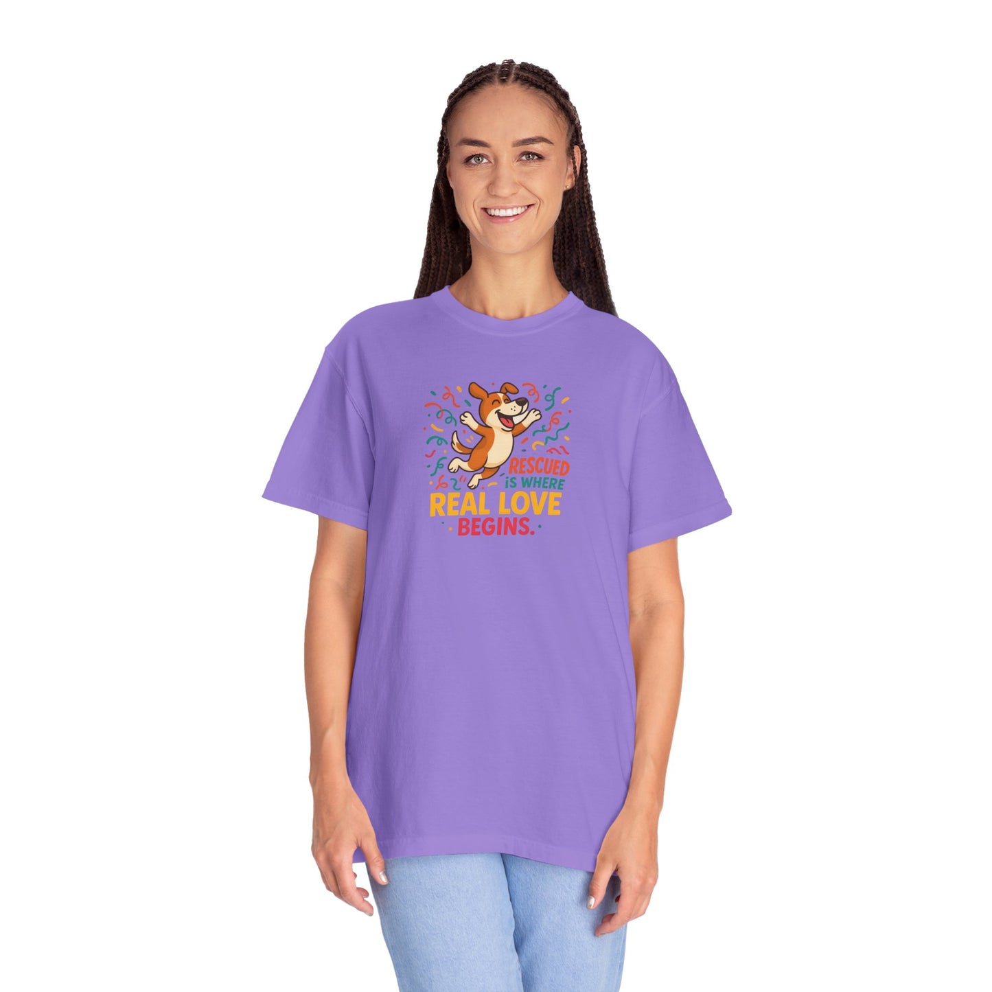 Rescue Love T-Shirt, Unisex Dog Lover Tee, Adoption Awareness Shirt, Pet Rescue Apparel, Gift for Animal Lovers
