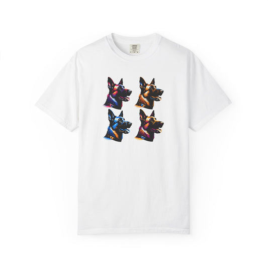 Colorful Belgium Malinois Portrait Unisex Garment-Dyed T-Shirt