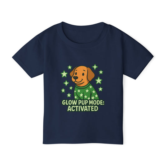 Glow Pup Mode Toddler T-Shirt, Cute Dog Shirt, Kids Graphic Tee, Pet Lover Gift, Playful Toddler Clothing
