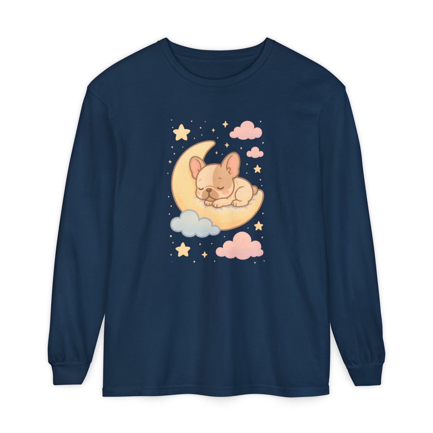 Cozy Dog-Themed Long Sleeve T-Shirt for Pet Lovers, Cute Sleepy Dog Shirt, Gift for Dog Moms, Relaxed Style Shirt, Perfect for Fall