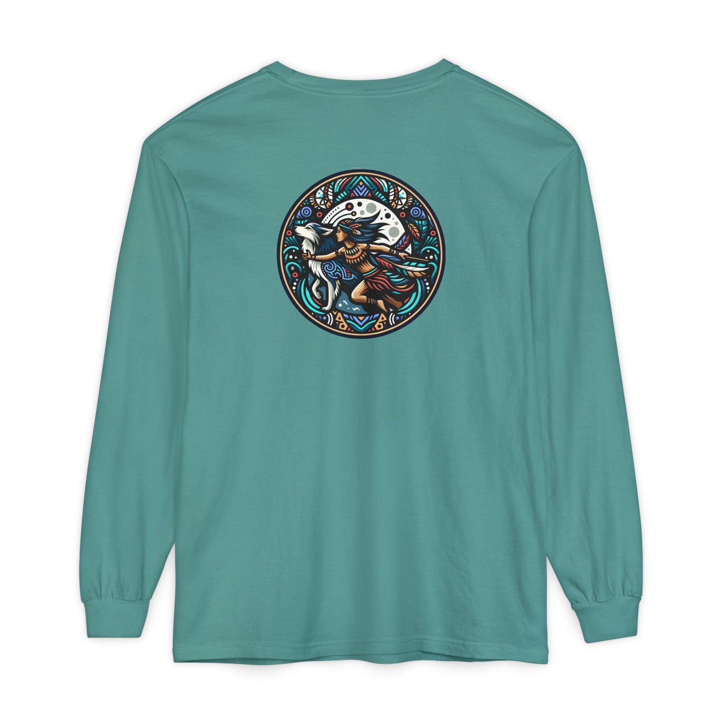 Mystical Indian Princess and a Wolf Long sleeve Tee