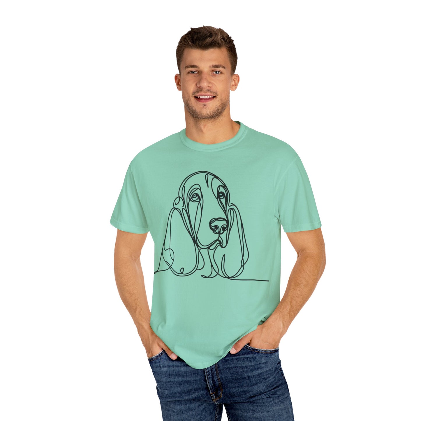 Basset Hound Line Art T-Shirt | Unisex Garment-Dyed Tee