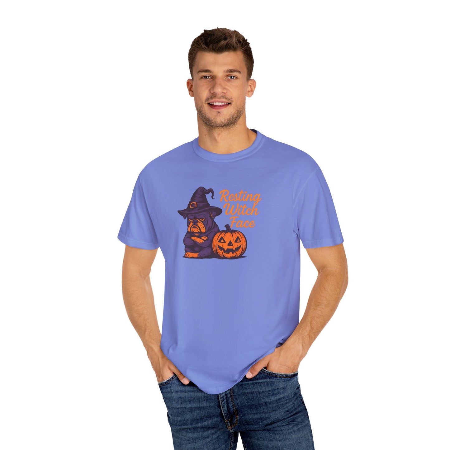 Halloween Bulldog Witch T-Shirt, Funny Resting Witch Face Tee