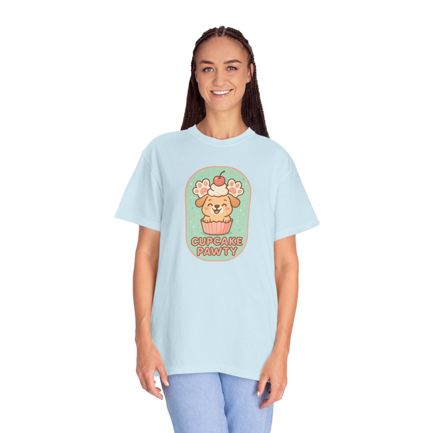 Cute Dog Cupcake Pawty Unisex T-shirt, Perfect for Animal Lovers, Pet Birthdays, Gifts, Casual Wear, Fun Gatherings, Dog Celebrations