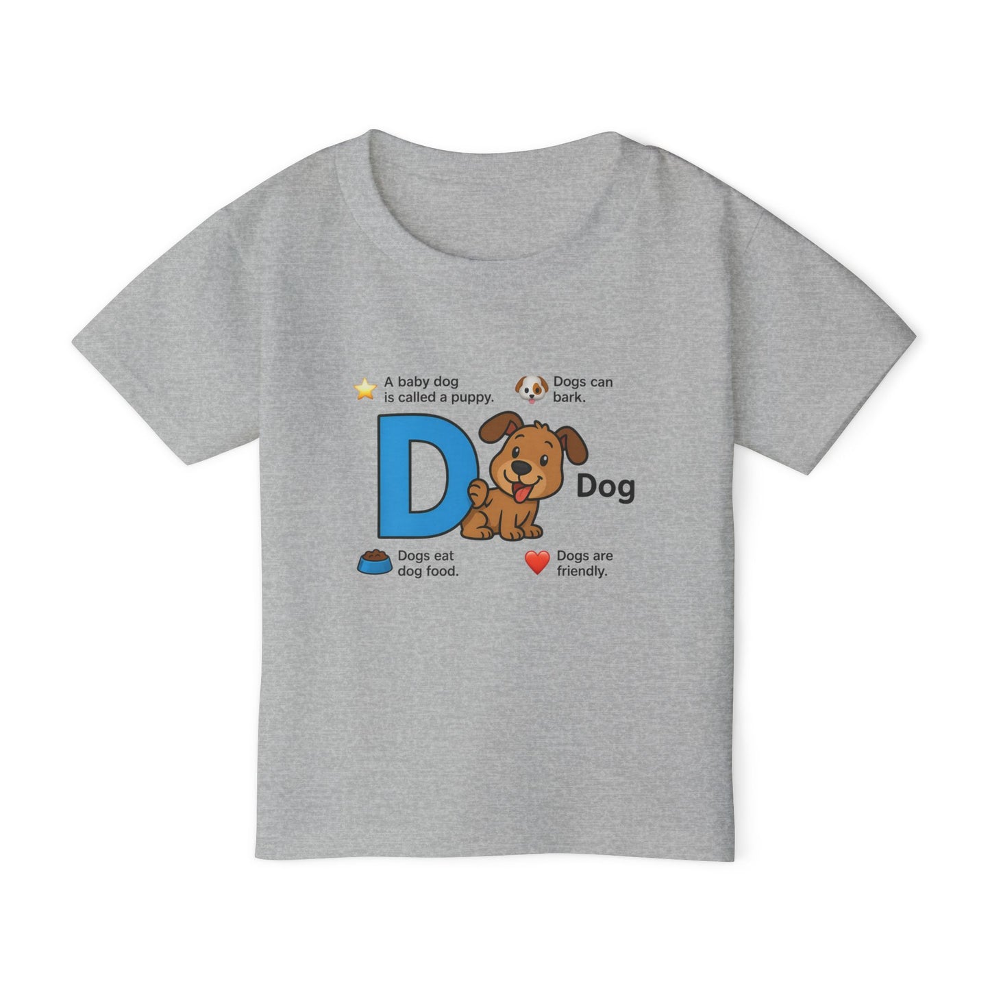 Cute Dog Alphabet Toddler T-shirt, Animal Lover Gift, Educational Tee, Dog Lover Apparel, Toddler Gift, Kids' Dog T-shirt