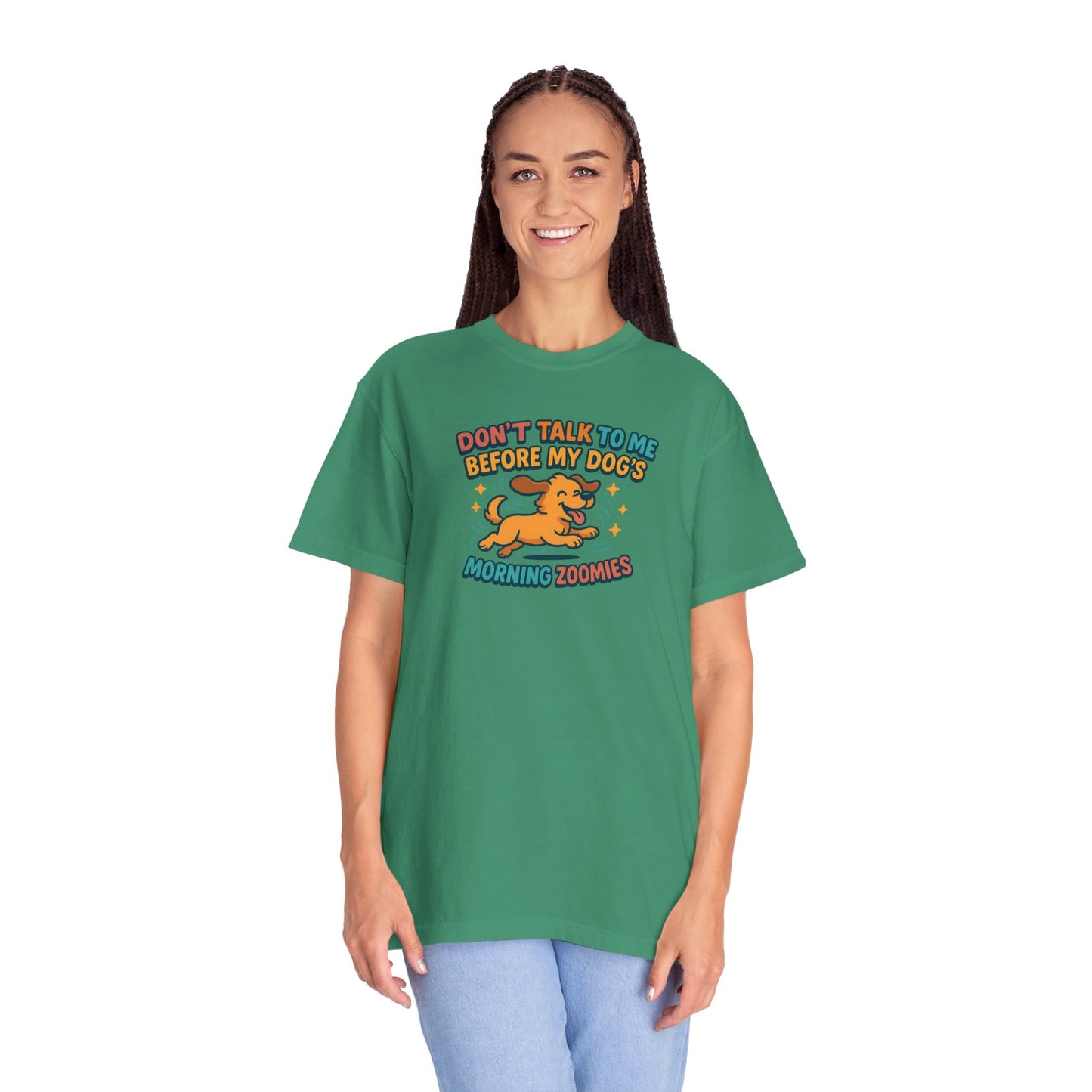 Dog Mom Unisex T-shirt - Don't Talk to Me Before My Dogs Morning Zoomies