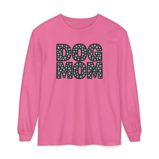Dog Mom Long Sleeve T-Shirt, Gift for Dog Lovers, Casual Wear, Pet Owner Apparel, Mother's Day Gift, Dog Themed Fashion