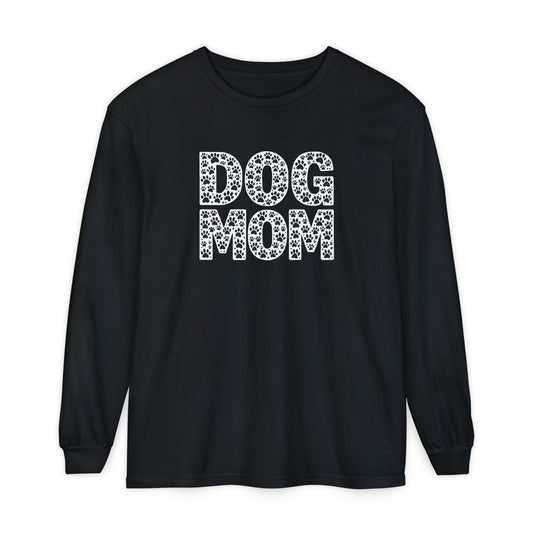 Dog Mom Long Sleeve T-Shirt, Gift for Dog Lovers, Casual Wear, Pet Owner Apparel, Unisex Dog Themed Clothing